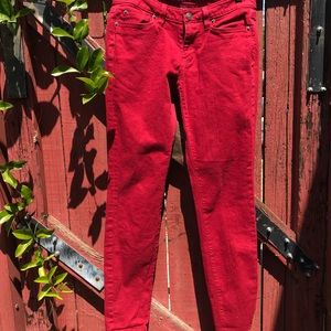 LOFT Red Curvy Skinny Jeans